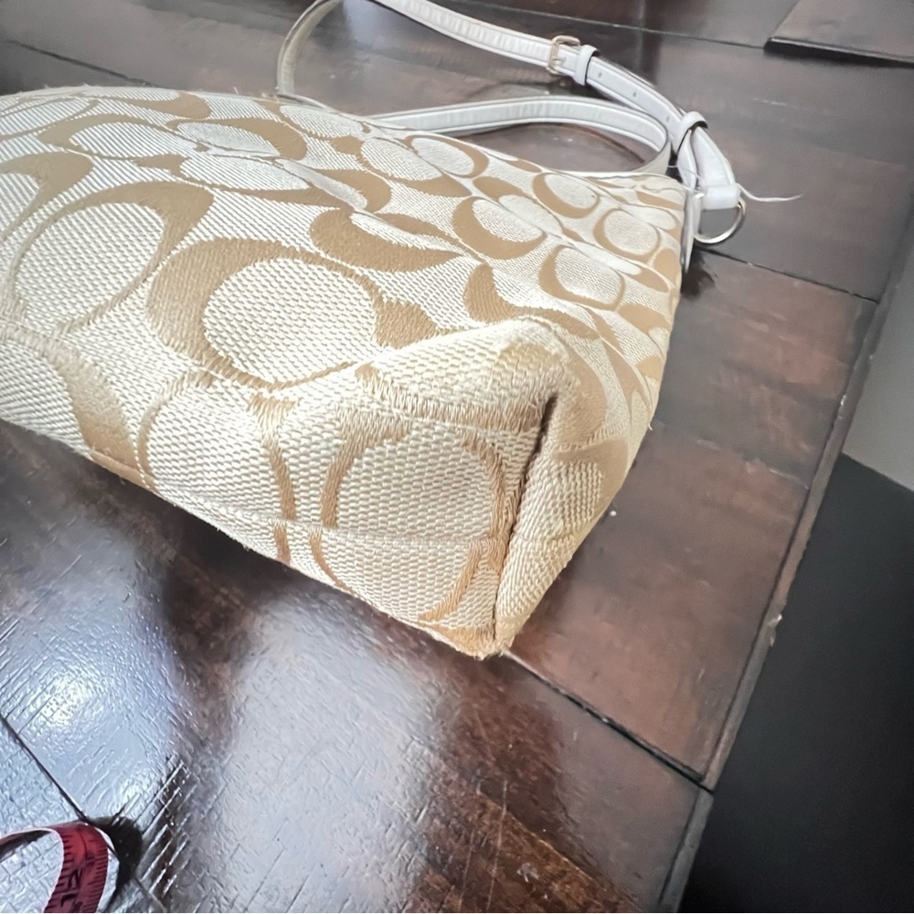 COACH F36378 Signature Classic Brown Leather/Khaki Jacquard Crossbody Bag - Picture 6 of 15